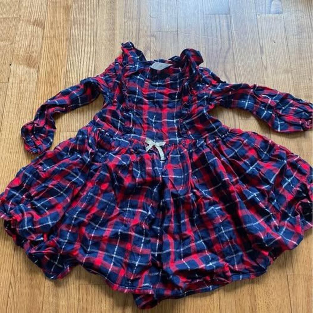 Osh Kosh bgosh plaid flannel dress with silver accents! toddler size 2T